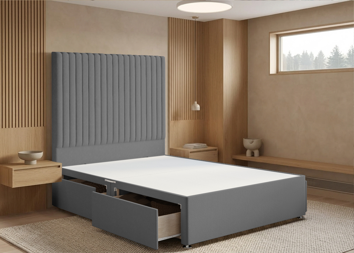 Malia plush velvet divan bed with storage