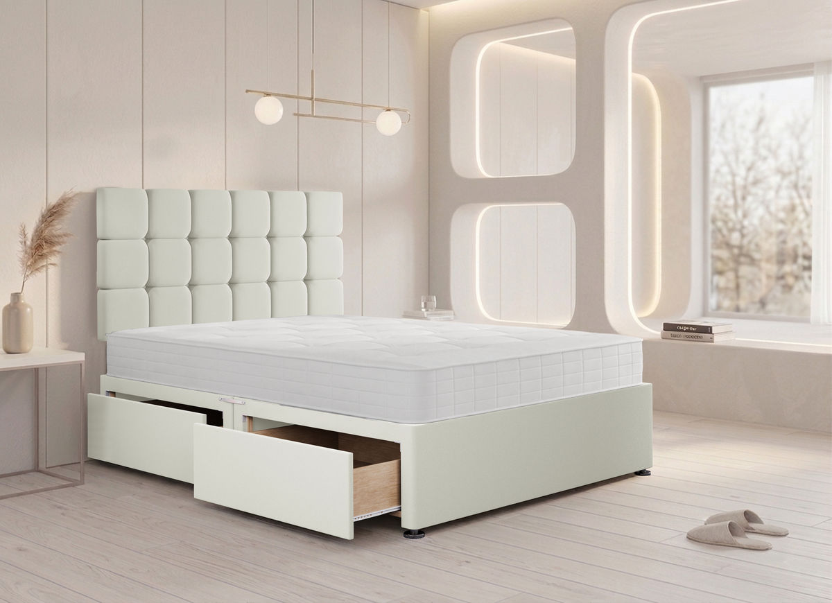 Cube Divan Bed in White