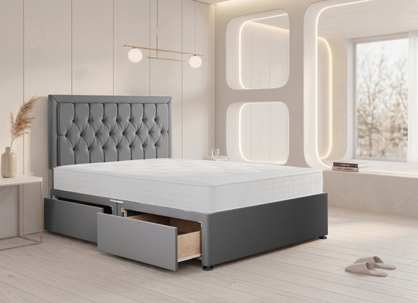 Sarah Divan Bed in Dark Grey Plush