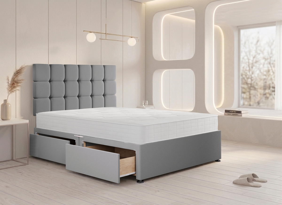 Cube Divan Bed in Dark Grey