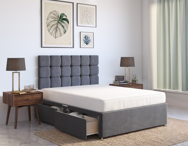 Cubex Divan Bed in Grey Plush