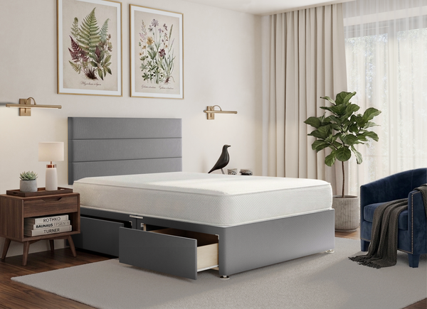 Horizon Divan Bed in Grey Plush