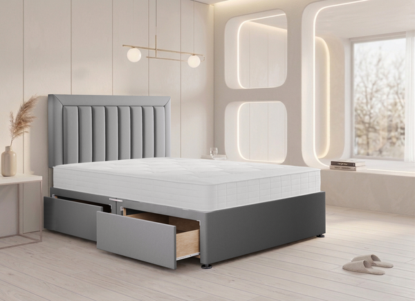 Bumper Stripe Divan Bed in Plush Grey