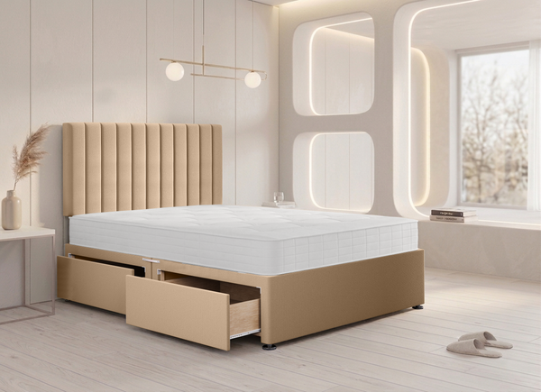 Stripe Divan Bed in Mink Plush