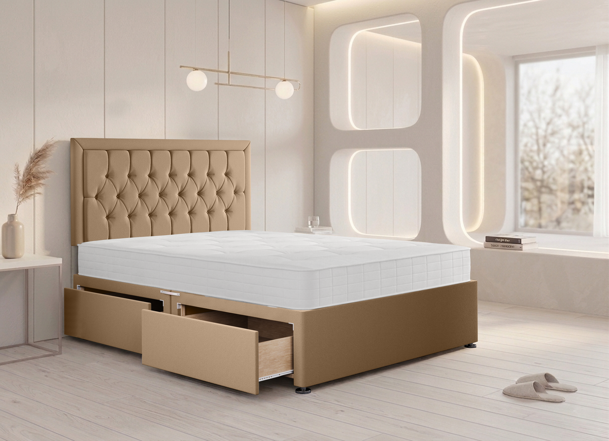 Sarah Divan Bed in Mustard Plush