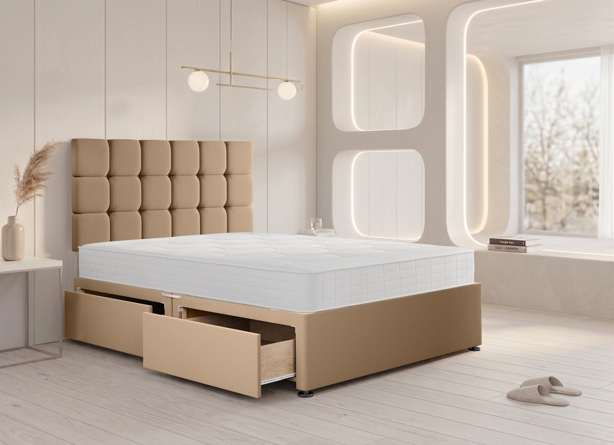 Cube Divan Bed in Mustard