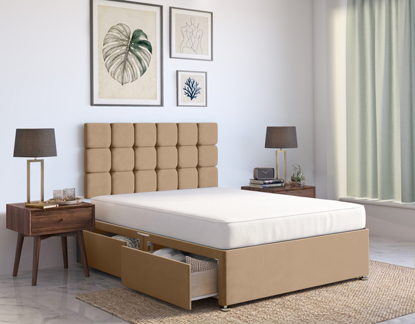 Cubex Divan Bed in Mink Plush