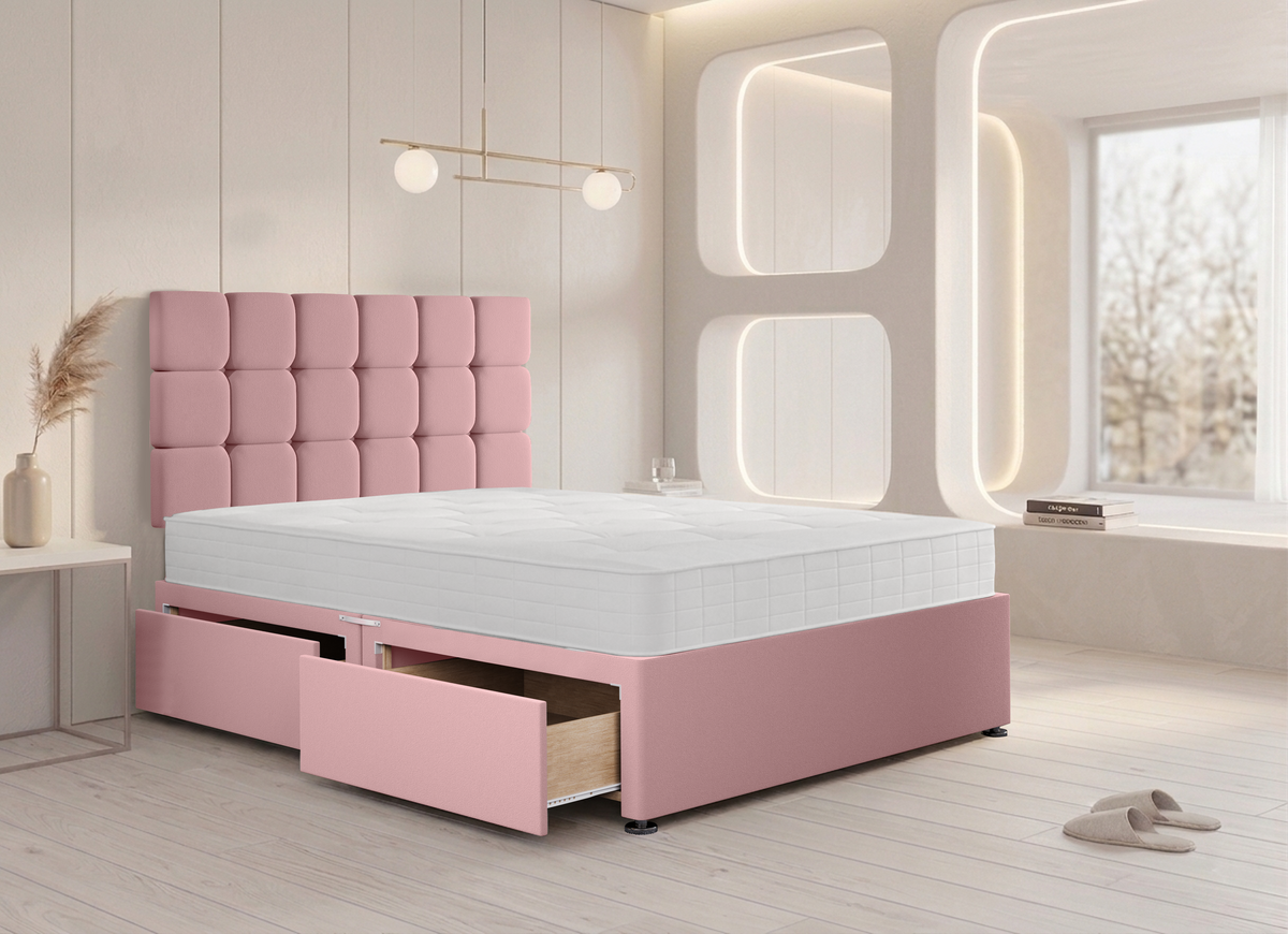 Cube Divan Bed in Pink