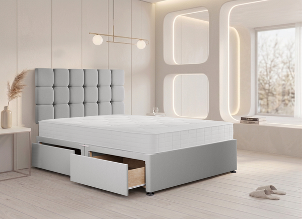 Cube Divan Bed in Grey