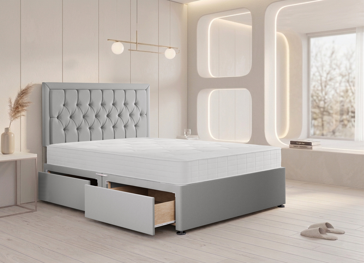 Sarah Divan Bed in Grey Plush